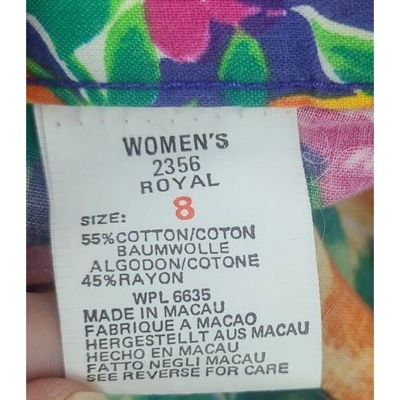 Vintage 80s Vibrant Floral Midi skirt Pleated With Pockets! Button Close - Picture 7 of 9